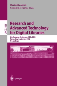 صورة الغلاف: Research and Advanced Technology for Digital Libraries 1st edition 9783540441786