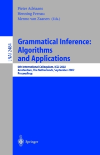 صورة الغلاف: Grammatical Inference: Algorithms and Applications 6th edition 9783540442394