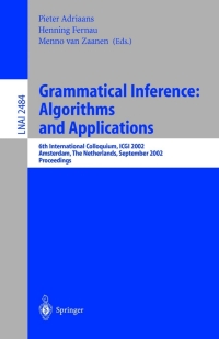 Cover image: Grammatical Inference: Algorithms and Applications 6th edition 9783540442394