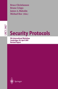 Imagen de portada: Security Protocols 1st edition 9783540442639