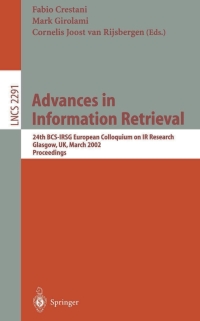 Imagen de portada: Advances in Information Retrieval 1st edition 9783540433439