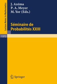 Cover image: Seminaire de Probabilites XXIII 1st edition 9783540511915