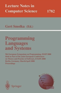 Cover image: Programming Languages and Systems 1st edition 9783540672623