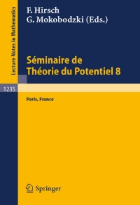 Immagine di copertina: Seéminaire de Théorie du Potentiel, Paris, No. 8 1st edition 9783540172109