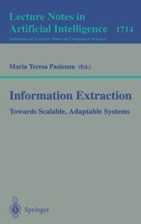 Imagen de portada: Information Extraction 1st edition 9783540666257