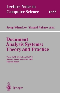 Titelbild: Document Analysis Systems: Theory and Practice 1st edition 9783540665076
