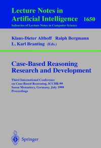 表紙画像: Case-Based Reasoning Research and Development 1st edition 9783540662372