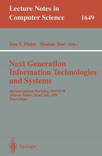 Cover image: Next Generation Information Technologies and Systems 1st edition 9783540662259