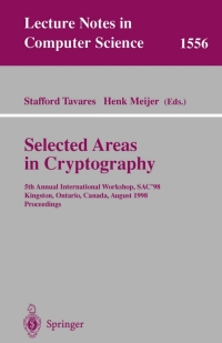 Cover image: Selected Areas in Cryptography 1st edition 9783540658948