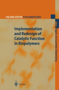 Cover image: Implementation and Redesign of Catalytic Function in Biopolymers 1st edition 9783540657286