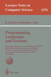 Cover image: Programming Languages and Systems 1st edition 9783540656999
