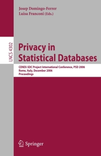 Imagen de portada: Privacy in Statistical Databases 1st edition 9783540493303