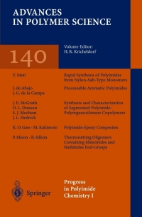 Cover image: Progress in Polyimide Chemistry I 1st edition 9783540649625