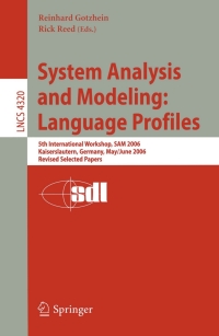 Cover image: System Analysis and Modeling: Language Profiles 1st edition 9783540683711