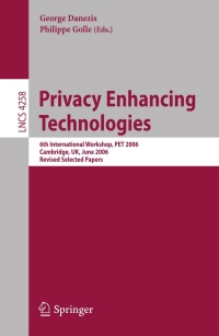 Cover image: Privacy Enhancing Technologies 1st edition 9783540687900