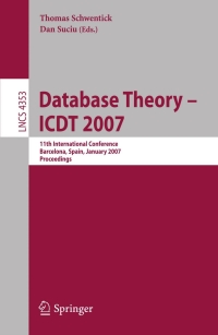 Imagen de portada: Database Theory – ICDT 2007 1st edition 9783540692690