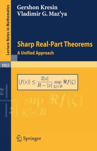 Titelbild: Sharp Real-Part Theorems 9783540695738