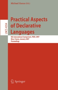 Imagen de portada: Practical Aspects of Declarative Languages 1st edition 9783540696087