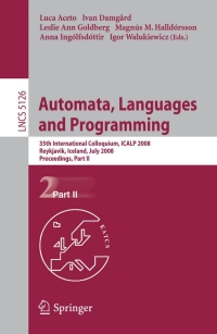 Cover image: Automata, Languages and Programming 1st edition 9783540705826