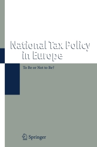 Cover image: National Tax Policy in Europe 1st edition 9783540707097