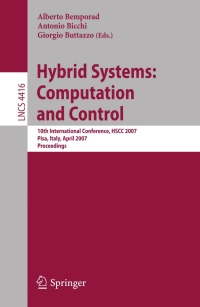 Immagine di copertina: Hybrid Systems: Computation and Control 1st edition 9783540714927