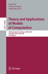 Cover image: Theory and Applications of Models of Computation 1st edition 9783540725039