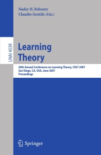 Immagine di copertina: Learning Theory 1st edition 9783540729259