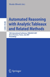 Immagine di copertina: Automated Reasoning with Analytic Tableaux and Related Methods 1st edition 9783540730989