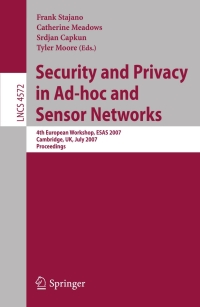 Cover image: Security and Privacy in Ad-hoc and Sensor Networks 1st edition 9783540732747