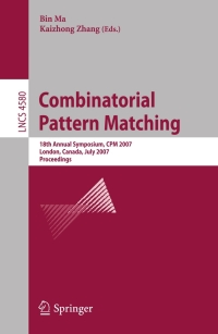 Imagen de portada: Combinatorial Pattern Matching 1st edition 9783540734369