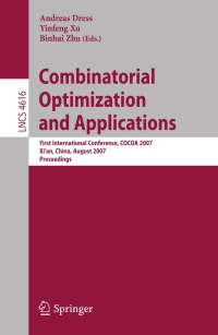 Imagen de portada: Combinatorial Optimization and Applications 1st edition 9783540735557