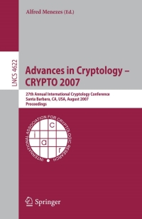 Titelbild: Advances in Cryptology - CRYPTO 2007 1st edition 9783540741435