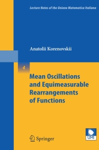 Cover image: Mean Oscillations and Equimeasurable Rearrangements of Functions 9783540747086