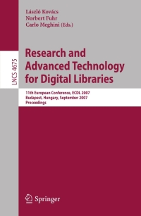 Immagine di copertina: Research and Advanced Technology for Digital Libraries 1st edition 9783540748502
