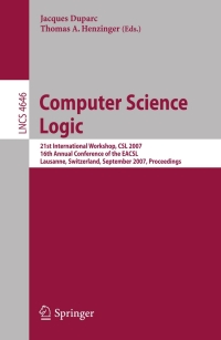 Cover image: Computer Science Logic 1st edition 9783540749141