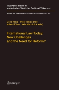 Cover image: International Law Today: New Challenges and the Need for Reform? 1st edition 9783540752042