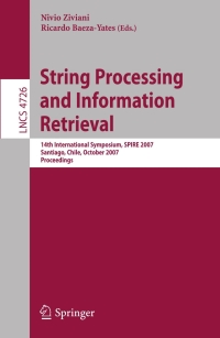 Cover image: String Processing and Information Retrieval 1st edition 9783540755296