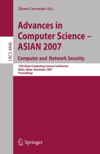 Cover image: Advances in Computer Science - ASIAN 2007. Computer and Network Security 1st edition 9783540769279