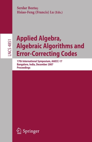 Imagen de portada: Applied Algebra, Algebraic Algorithms and Error-Correcting Codes 1st edition 9783540772231