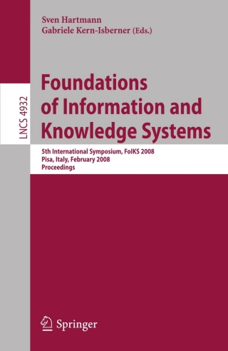 表紙画像: Foundations of Information and Knowledge Systems 1st edition 9783540776833