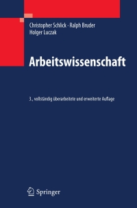 Cover image: Arbeitswissenschaft 3rd edition 9783540783329