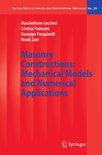 Titelbild: Masonry Constructions: Mechanical Models and Numerical Applications 9783540791102