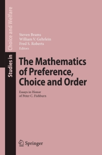 Cover image: The Mathematics of Preference, Choice and Order 1st edition 9783540791270