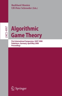 Immagine di copertina: Algorithmic Game Theory 1st edition 9783540793090