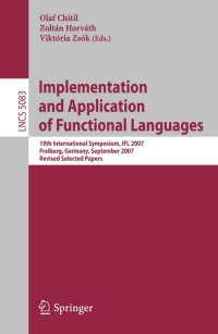 Cover image: Implementation and Application of Functional Languages 1st edition 9783540853725