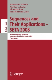 Immagine di copertina: Sequences and Their Applications - SETA 2008 1st edition 9783540859116