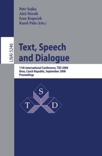 Cover image: Text, Speech and Dialogue 1st edition 9783540873907