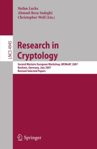 Cover image: Research in Cryptology 1st edition 9783540883531