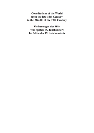 Cover image: National Constitutions, Constitutions of the German States (Anhalt-Bernburg – Baden). Nationale Verfassungen, Verfassungen der deutschen Staaten (Anhalt-Bernburg - Baden) 1st edition 9783598356858