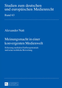 Cover image: Meinungsmacht in einer konvergenten Medienwelt 1st edition 9783631699300